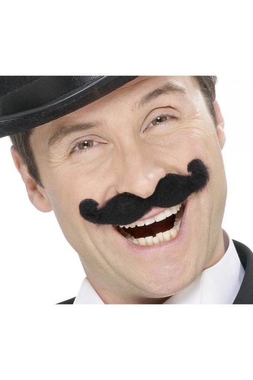 Moustaches music-hall noire auto adhesives