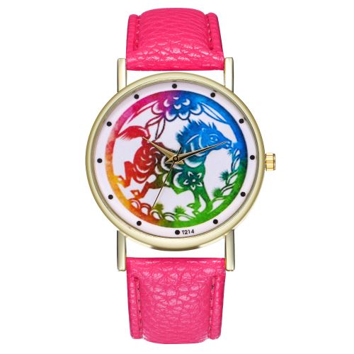 Véritable classique 12 Zodiac montre de type hommes montre dames tendance horloge à quartz T214-ARoseCamine