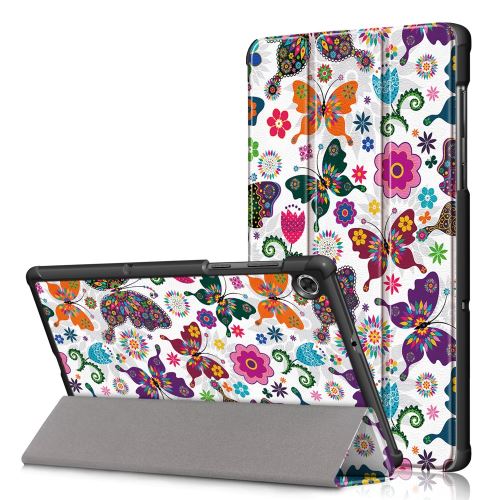 Etui en PU + TPU impression de motifs avec support tri-pliure fleurs de papillon pour votre Lenovo Tab M10 FHD Plus X606F