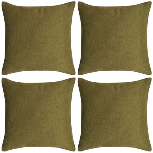 vidaXL 4 pcs Cushion Covers Pillowcase Zip Closure Linen-look Green 50x50 cm