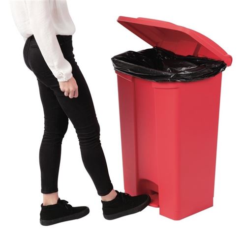 Poubelle de cuisine à pédale 87l rouge