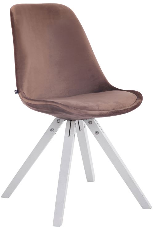 Chaise Toulouse en velours / Piétement carré , Marron/Blanc