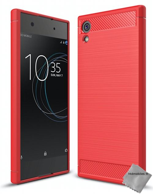 Housse etui coque silicone gel carbone pour Sony Xperia XA1 Ultra avec film ecran - ROUGE