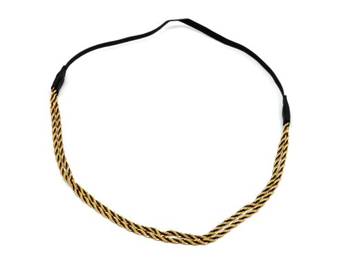 Headband élastique torsade noir et doré - anne ghez by fanny fooks