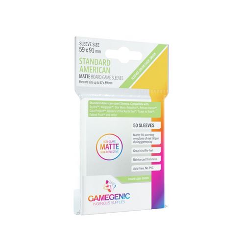 Gamegenic : Sachet de 50 protège-cartes mate - 4,6 x 7,1 cm - Standard American green
