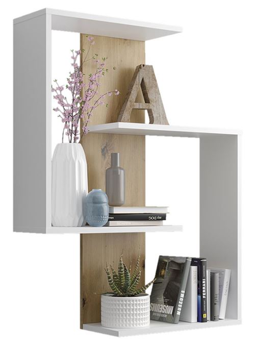 Meuble de rangement / Buffet / étagère coloris artisan chêne / acier foncé - 90,5 x 40,5 x 91,5 cm -PEGANE-