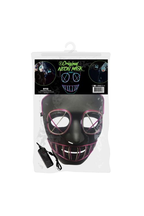 Masque Neon Gaz Lumineux Halloween - Noir - Taille Unique