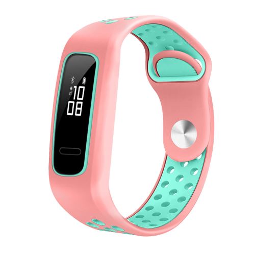 Bracelet en silicone bicolore Smartwatch pour HONOR BAND 4 Running/HUAWEI 3E/AW70 - Vert&Rose clair