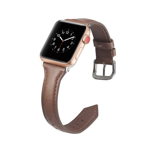 Bracelet en cuir véritable maigres marron foncé pour votre Apple Watch Series 4 40mm/Series 3 2 1 38mm