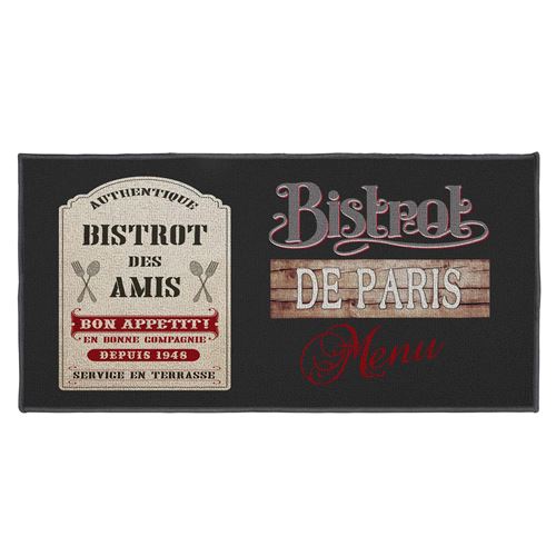 tapis deco rectangle 57 x 115 cm imprime bistrot des amis