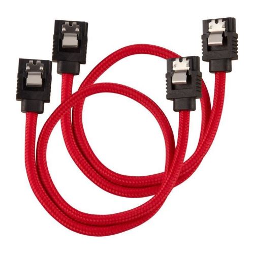 corsair corsair premium sleeved sata-kabel 30cm - rot noir
