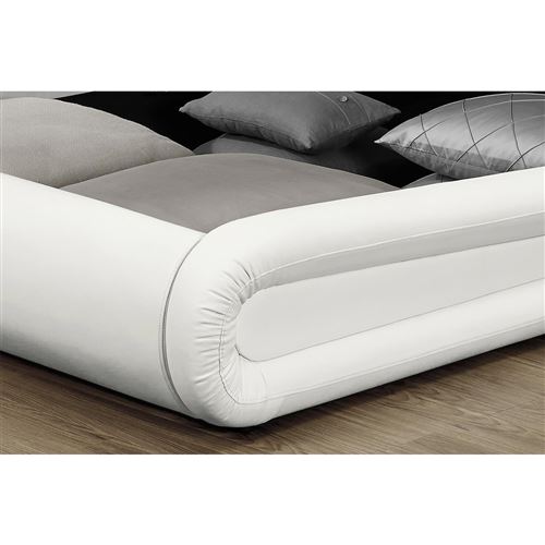 Lit Portland Structure De Lit En Simili Blanc Avec Rangements Et Led Integrees 160x200 Cm Achat Prix Fnac