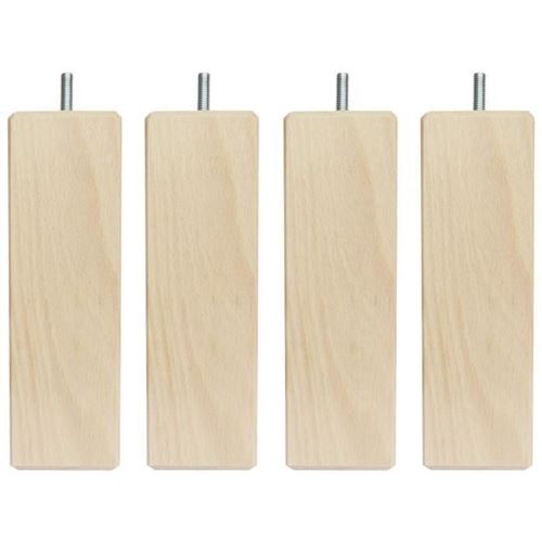 Jeu De Pieds Carres En Bois - L 5,4 X L 5,4 X H 15 Cm - Lot De 4