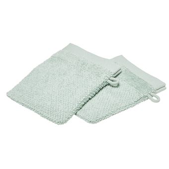 Today - Lot de 2 gants de toilette - 100% coton BIO - Vert céladon - 1
