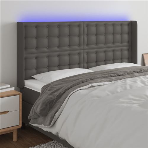 vidaXL Tête de lit à LED Gris 147x16x118/128 cm Similicuir3124142
