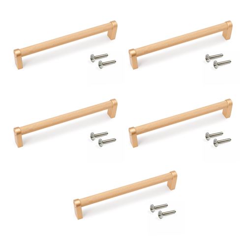 Emuca Lot De 5 Poignées Pour Meubles Bergen, L173mm, Entraxe 160Mm, Aluminium Peint En Or - Image 3