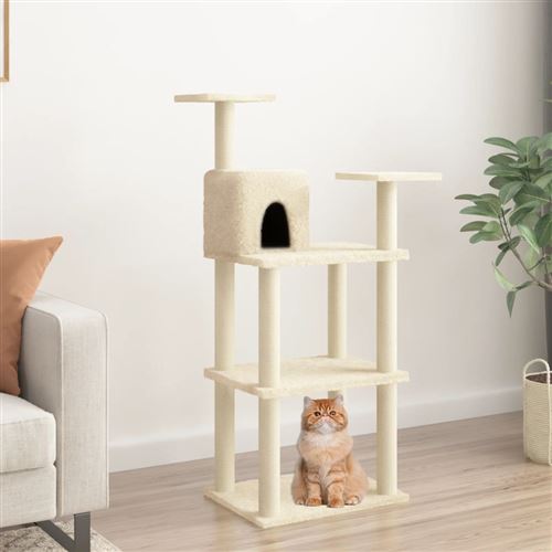 Comparer les prix de vidaXL Arbre à chat avec griffoirs en sisal crème 118,5 cm