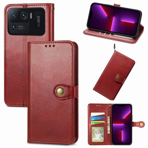 MPFRANCE Housse pour Xiaomi Mi 11 Ultra Rouge [Porte Carte, etui portefeuille, boucle]