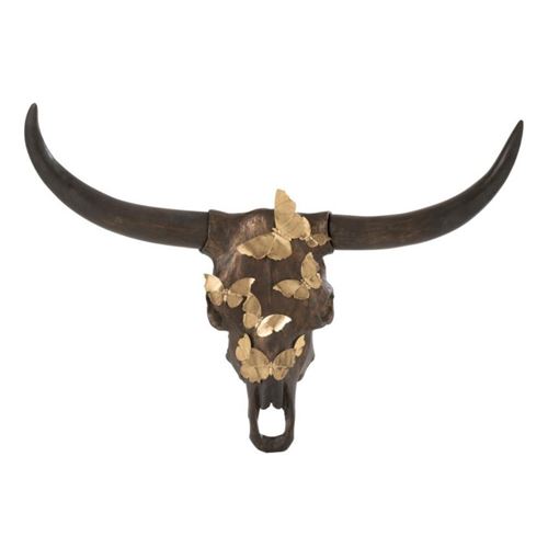 GENERIQUE - Crâne Déco Murale Papillons - 93cm - Marron - Image 3
