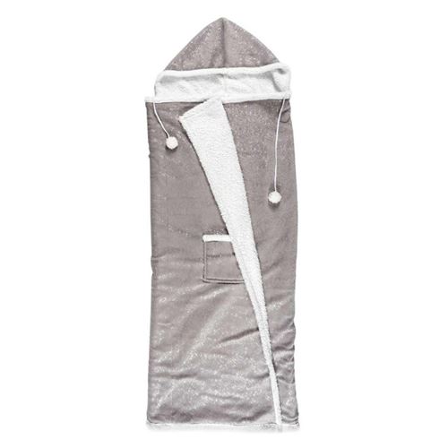 Non Communiqué Gris Plaid Sweat Poncho "Sherpa" 130X170cm