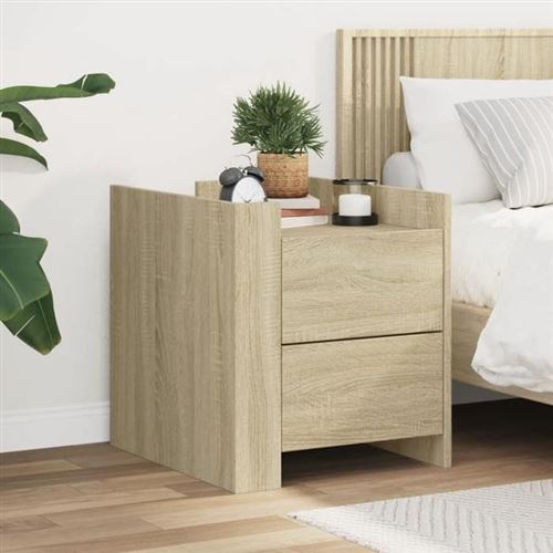 vidaXL Table de chevet chêne sonoma 45x50x50 cm bois d’ingénierie, meuble de chevet, table d'appoint, armoire de lit, 848285