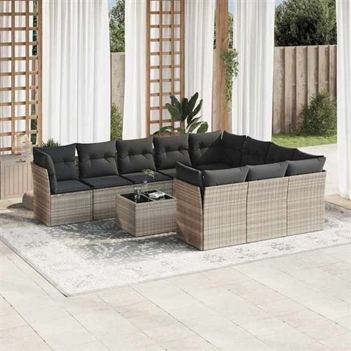 Non Communiqué Or Vidaxl Salon De Jardin Avec Coussins 11 Pcs, Canapés Avec Pieds Réglables, Ensemble De Meubles D'extérieur Patio Terrasse, 3218232