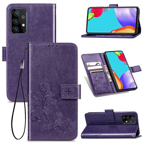 MPFRANCE Housse pour Samsung Galaxy A72 5G Violet [Fleur de Lys]