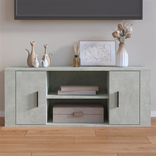Non Communiqué Gris Béton Meuble Tv 100X35x40 Cm Bois D Ingénierie