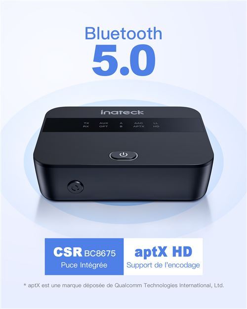 Émetteur et récepteur Bluetooth, adaptateur Bluetooth 5.0 sans fil 3 en 1  avec écran d'affichage