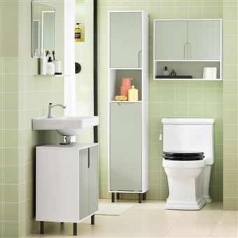 SoBuy BZR137-GR Armoire de Salle de Bain, Meuble de Rangement Mince, Meuble Colonne, Placard avec Compartiment - 1