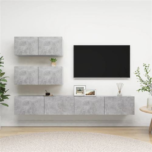 Vidaxl Gris Ensemble De Meubles Tv 4 Pcs - Image 2