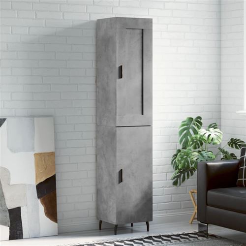 Vidaxl Gris Buffet Haut Béton 34,5X34x180 Cm Bois D Ingénierie - Image 2
