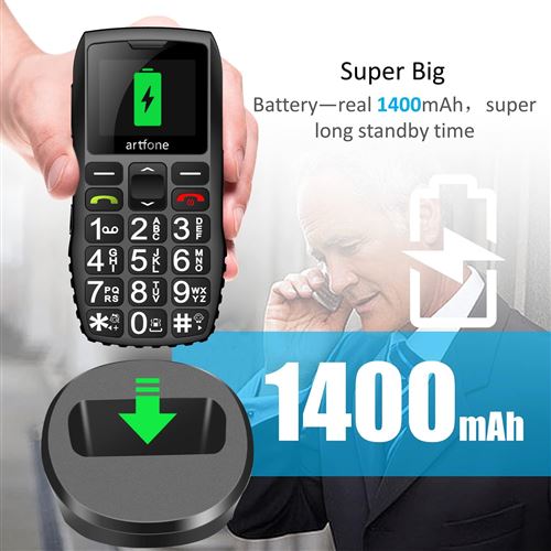 Artfone GSM téléphone Senior Portable Débloqué avec Grandes