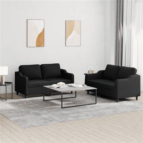 Non Communiqué Noir Vidaxl Ensemble De Canapés 2 Pcs Avec Coussins Tissu