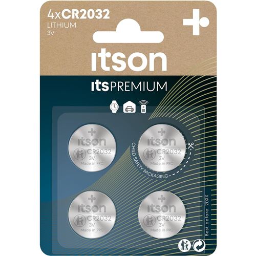 ITSON Pack de 4 Piles Bouton Lithium CR2032 3V Idéale Clé de Voiture, Balance