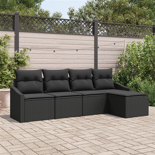 vidaXL Sofa Set 5 stk. Schwarz Poly-Rattan