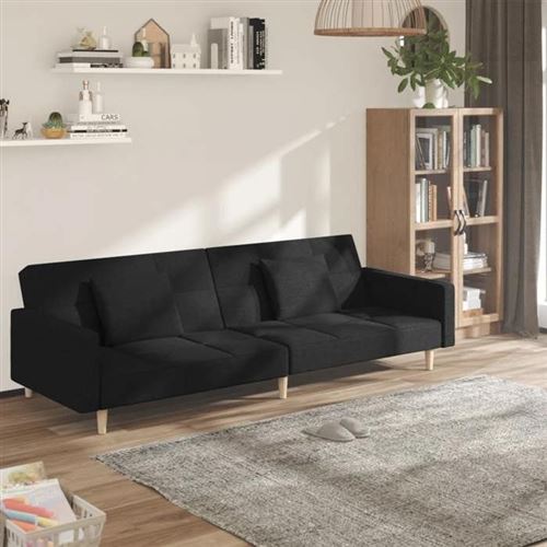 Non Communiqué Multicolore Vidaxl Canapé-Lit À 2 Places Avec Deux Oreillers Noir Tissu