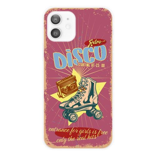 Coque en silicone imprimée compatible Apple iPhone 12 Retro disco
