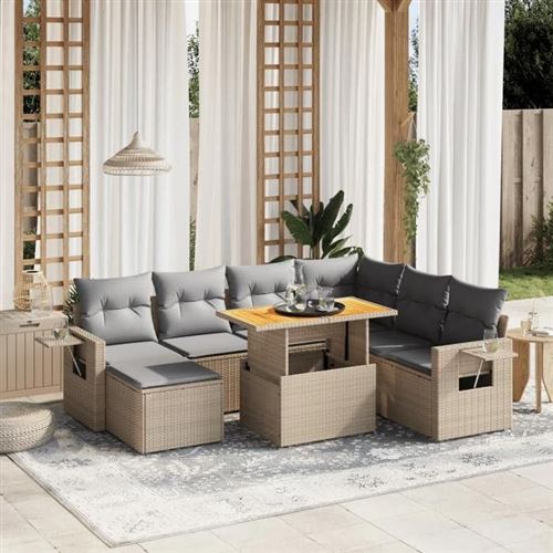 Vidaxl Beige Salon De Jardin 8 Pcs - Image 2