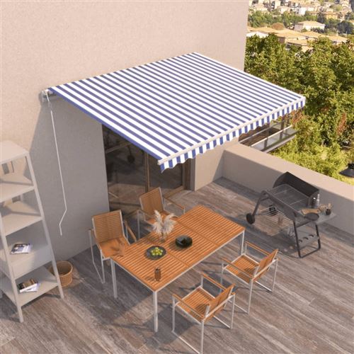 vidaXL Auvent rétractable automatique 450x350 cm Bleu et blanc