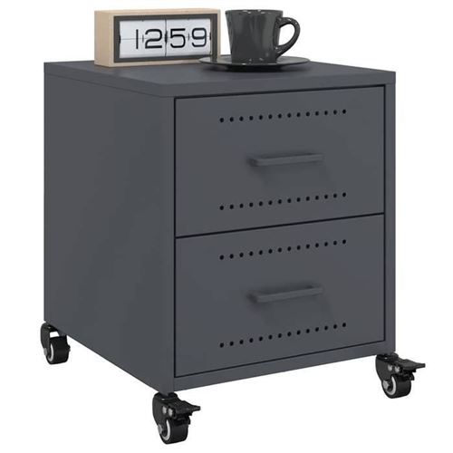 Non Communiqué Gris Vidaxl Tables De Chevet 2 Pcs Anthracite 36X39x43,5 Cm Acier, Armoire, Meubles De Chambre À Coucher, Support De Téléphone, 846631
