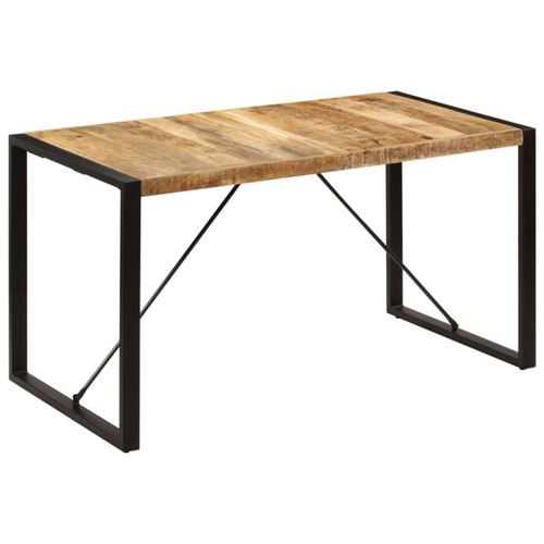 Non Communiqué Marron Et Noir Table À Manger 140X70x75 Cm Bois De Manguier Massif