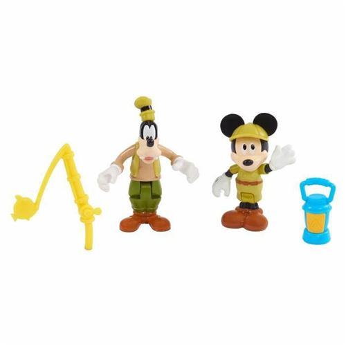 Pack de 2 figurines articulées Mickey Et Minnie Thème Camping avec accessoires 7.5 cm