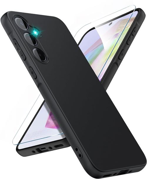 Coque Pour Samsung Galaxy A35 5G Silicone Noir + Verre Trempe Little Boutik©