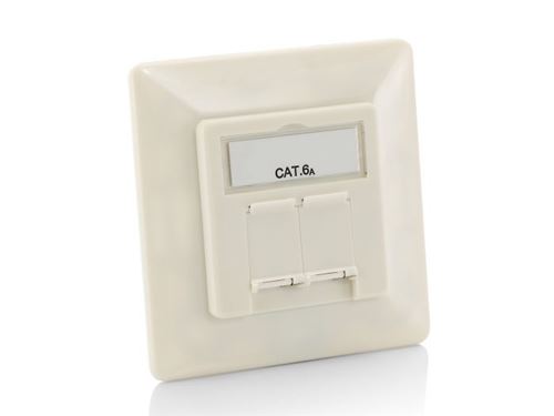 equip Professional - Prise à montage encastré - CAT 6a - STP - RJ-45 X 2 - blanc pur, RAL 9010 (pack de 5) - pour equip Universal Surface Mounting Box