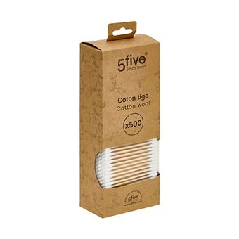 5five Boîte 500 Cotons-Tiges En Bambou - Rangement Élégant Et Écologique