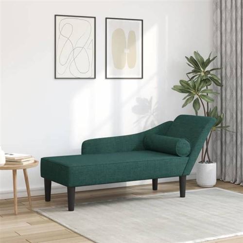 vidaXL Chaiselongue mit Kissen Dunkelgrün Stoff