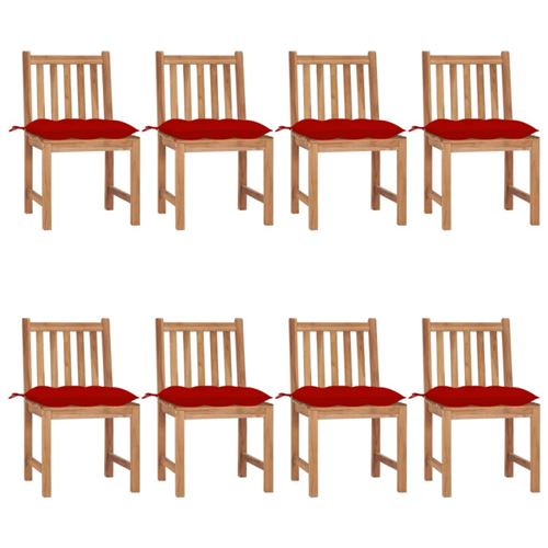 Non Communiqué Bois Chaises De Jardin Lot De 8 Avec Coussins De Teck Massif