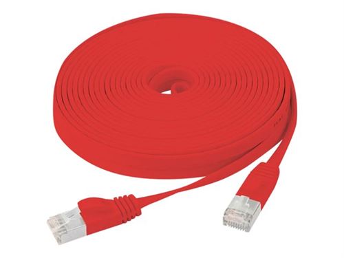 exertis Connect - Cordon de raccordement - RJ-45 (M) pour RJ-45 (M) - 2 m - U / FTP (Paire torsadée blindée) - CAT 6 - intérieur, sans crochet, plat - rouge