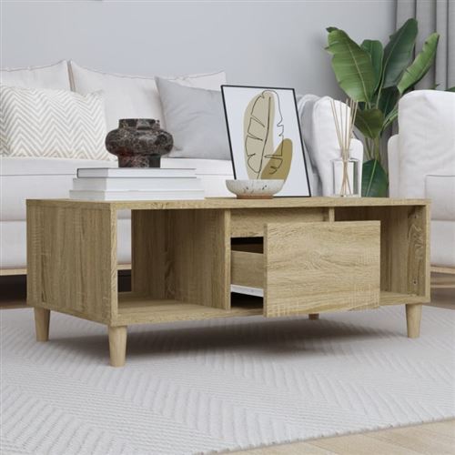 VIDAXL - Table basse - 90x50x36,5 cm - Chêne Sonoma - Image 2